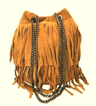 New Mustard color Genuine Chamois Leather Bag for Woman made in Italy
