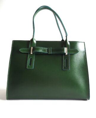 Green Genuine Leather Elegant Bag for Woman made in Italy