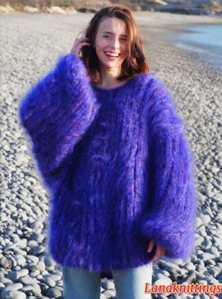 Mohair Sweater Thick Oversize Purple by Lanaknittings