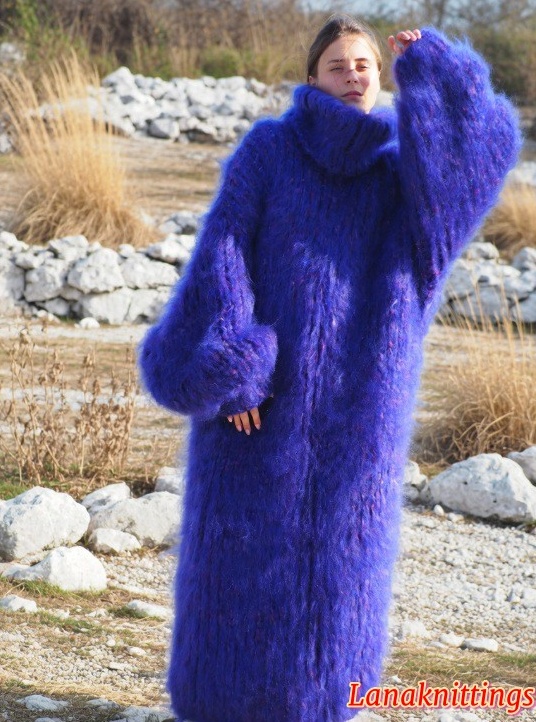 Mohair Long Dress Extra Thick Oversize Purple Handknitted Handmade Lanaknittings - Image 2