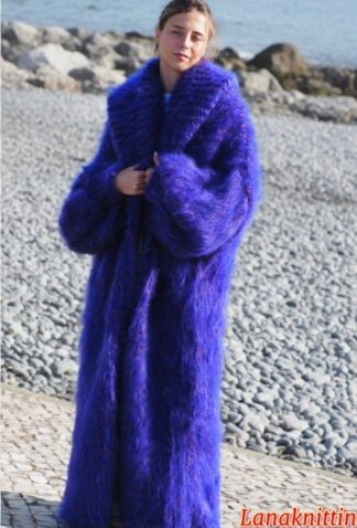 Mohair Long Coat Purple Oversize Longhair Mohair HandKnitted by LanaKnittings