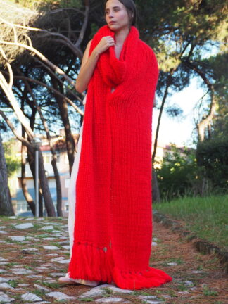 Mohair scarf Red handknitted by Lanaknittings