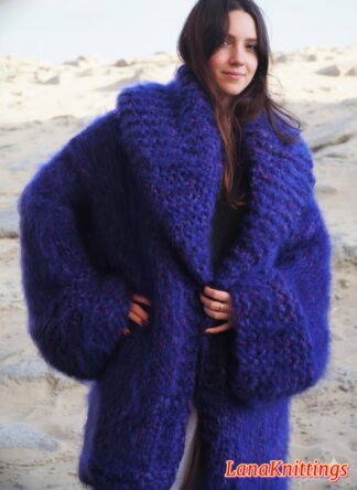 Mohair Coat Purple  Oversize Longhair Mohair HandKnitted by LanaKnittings