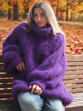 Purple Mohair Sweater Thick Oversize Handmade Handknitted by Lanaknittings