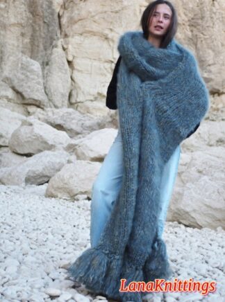 Mohair Scarf Gray  HandKnitted by LanaKnittings