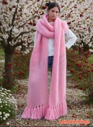 Mohair Scarf Light Pink HandKnitted by LanaKnittings