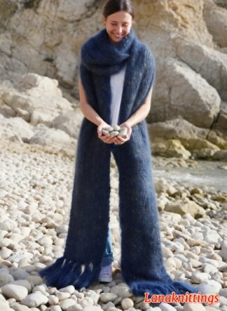 Mohair Scarf Blue Jeans HandKnitted by LanaKnittings