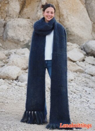 Mohair Scarf Blue Jeans HandKnitted by LanaKnittings