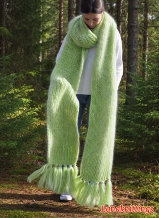 Mohair Scarf Light Green HandKnitted by LanaKnittings