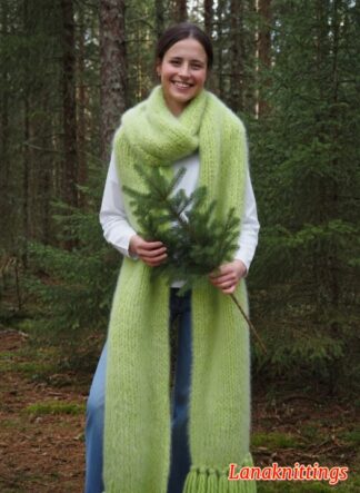 Mohair Scarf Light Green HandKnitted by LanaKnittings