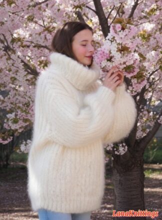 Mohair Sweater Thick Oversize Off White Handmade Handknitted Lanaknittings