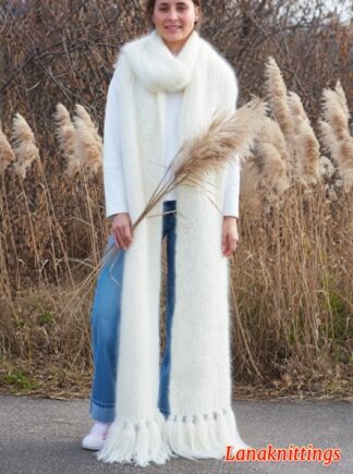 Mohair Scarf White HandKnitted by LanaKnittings