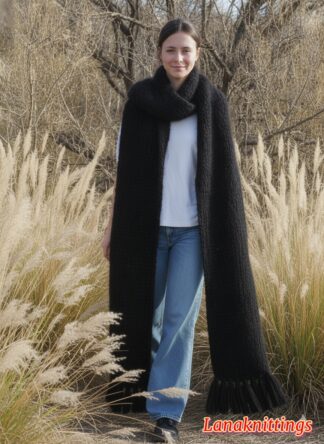Mohair Scarf Black HandKnitted by LanaKnittings