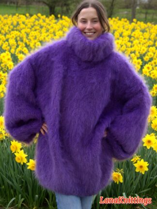 Purple Mohair Sweater Thick Oversize Handmade Handknitted by Lanaknittings