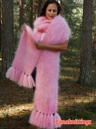 Mohair Scarf Pink HandKnitted by LanaKnittings