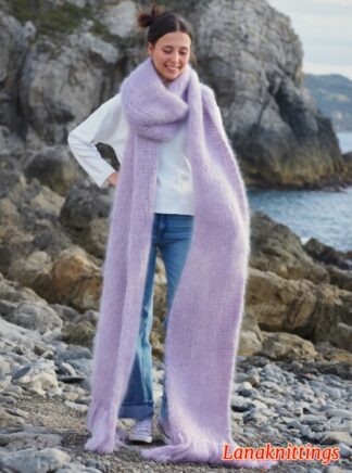 Mohair Scarf Light Purple HandKnitted by LanaKnittings