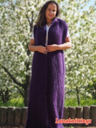 Mohair Scarf Purple HandKnitted by LanaKnittings