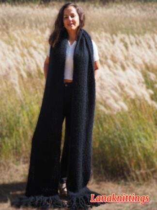 Mohair Scarf Black HandKnitted by LanaKnittings