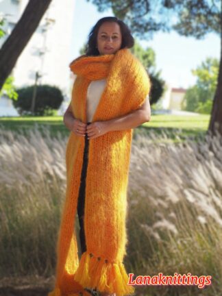 Mohair Scarf Off Orange HandKnitted by LanaKnittings