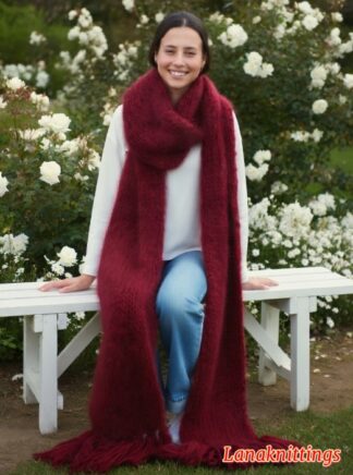 Mohair Scarf Dark Red HandKnitted by LanaKnittings