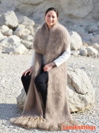 Mohair Scarf Gray Beige HandKnitted by LanaKnittings