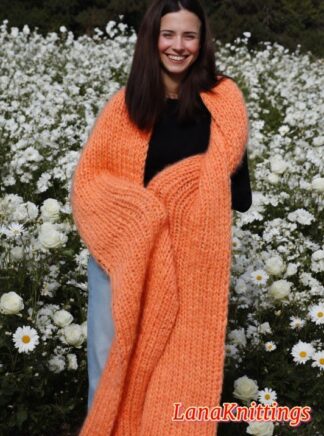 Mohair Long Scarf Peach Handmade HandKnitted by LanaKnittings