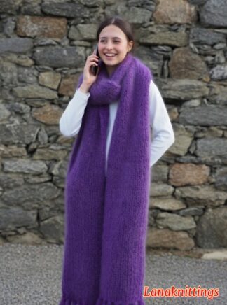 Mohair Scarf Purple HandKnitted by LanaKnittings