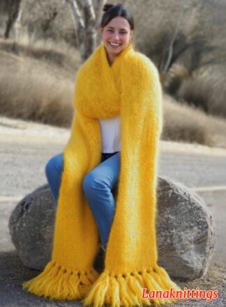 Mohair Scarf Yellow HandKnitted by LanaKnittings
