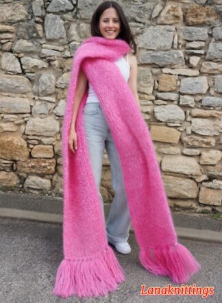Mohair Scarf Pink HandKnitted by LanaKnittings