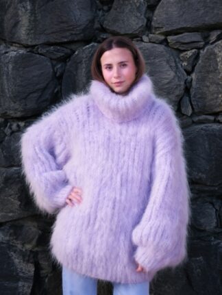 Mohair Sweater Thick Oversize Light Purple Handmade Handknitted Lanaknittings