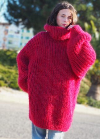 Mohair Sweater Thick Oversize 100% Natural Mohair Yarn Handmade by Lanaknittings