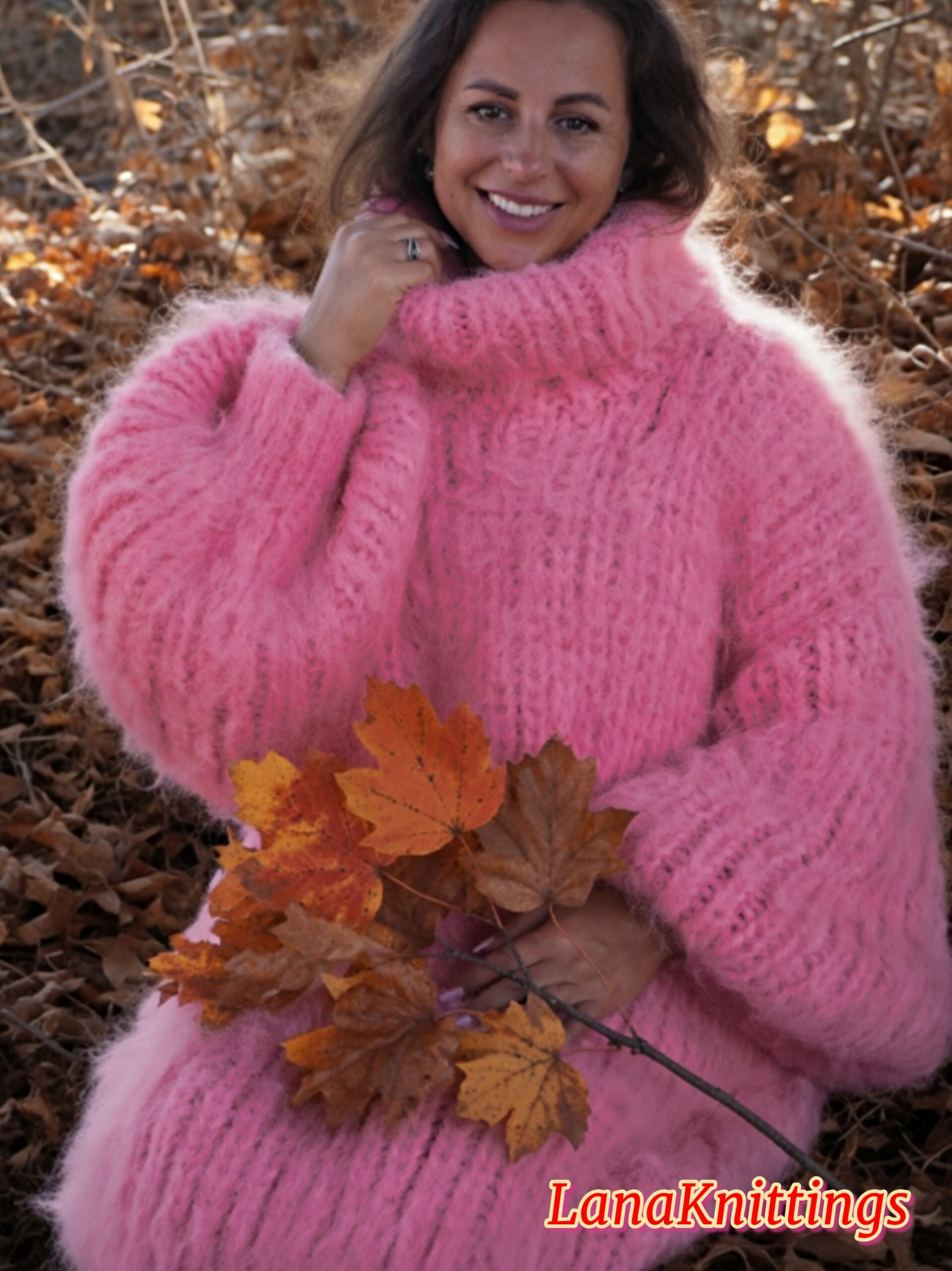 Pink Longhair Mohair Sweater Thick Handmade Handknitted by Lanaknittings - Image 4