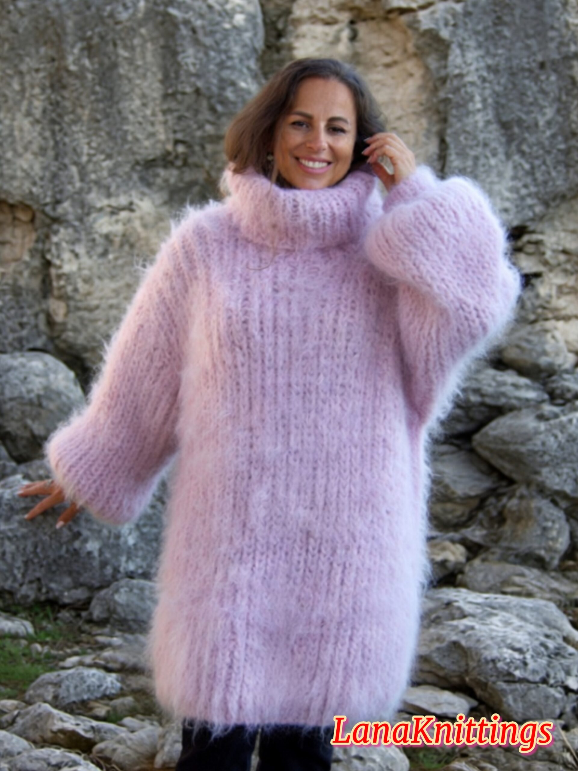 Light Purple Longhair Mohair Sweater Thick Handmade Handknitted by Lanaknittings - Image 9