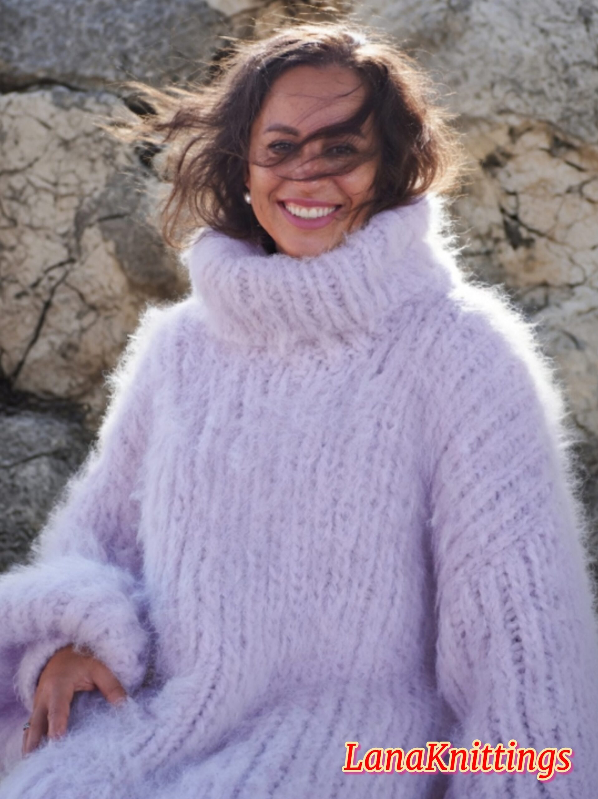 Light Purple Longhair Mohair Sweater Thick Handmade Handknitted by Lanaknittings - Image 10
