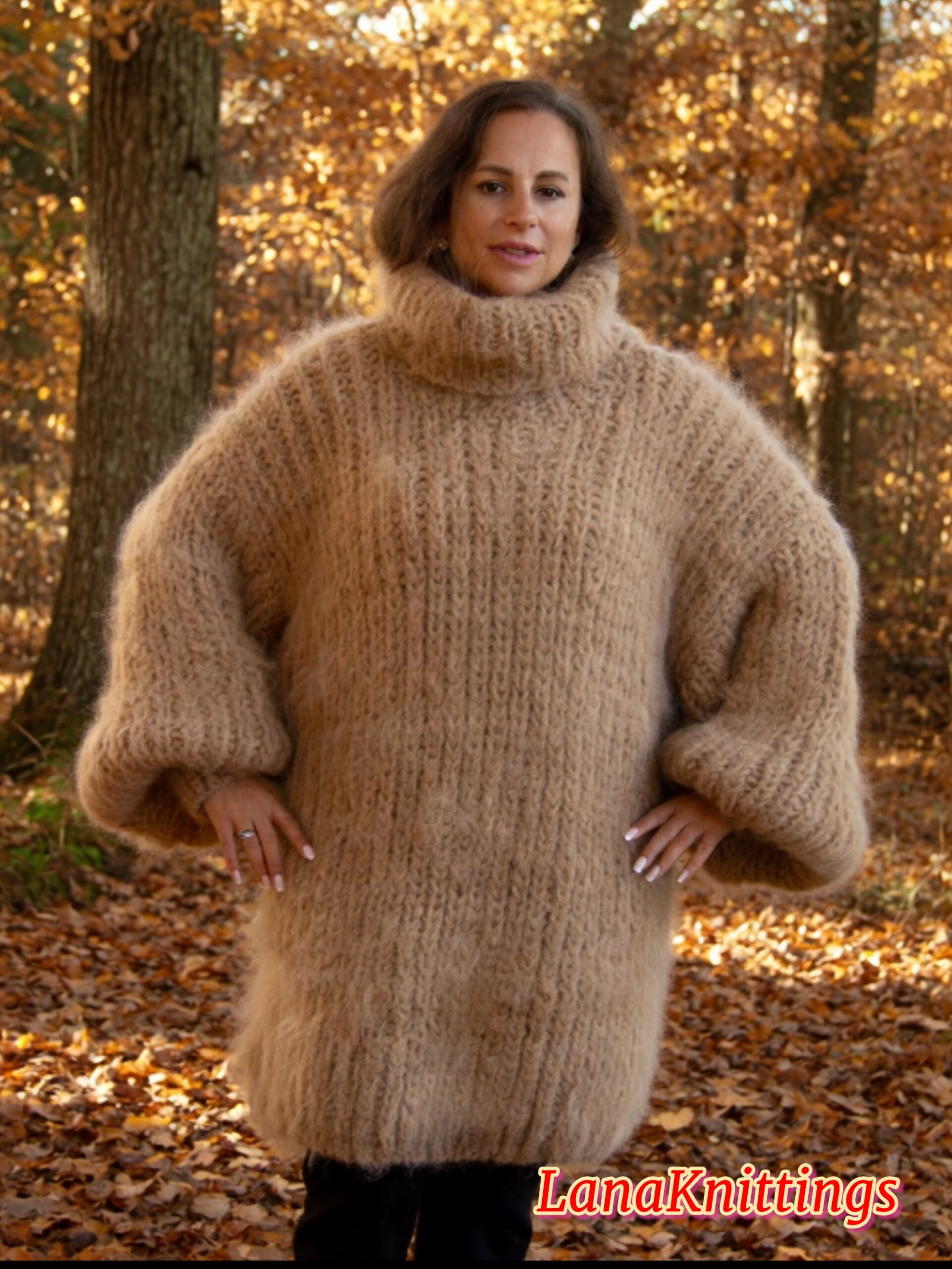 Camel Beige Longhair Mohair Sweater Thick Handmade Handknitted by Lanaknittings - Image 3