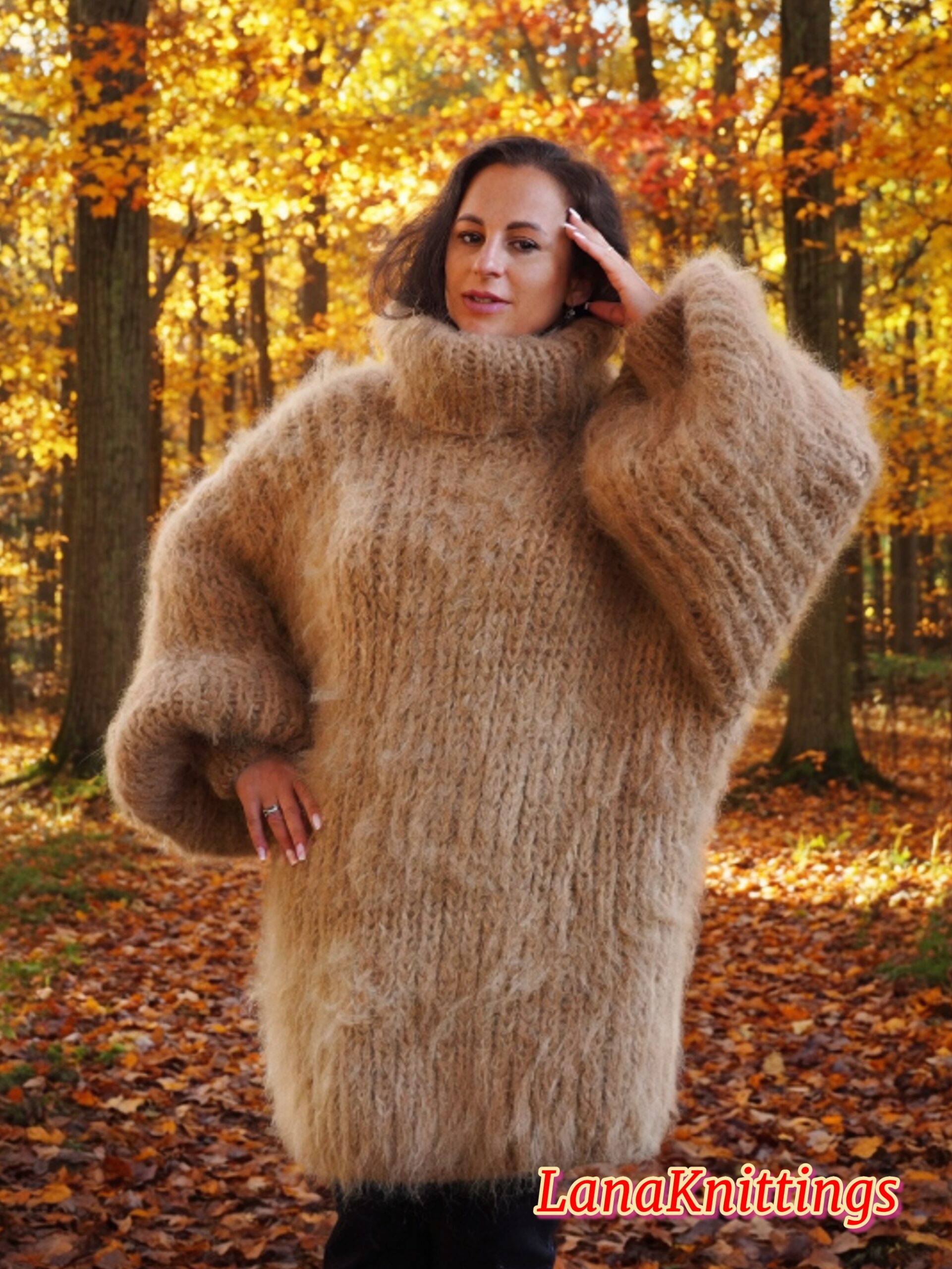 Camel Beige Longhair Mohair Sweater Thick Handmade Handknitted by Lanaknittings - Image 10