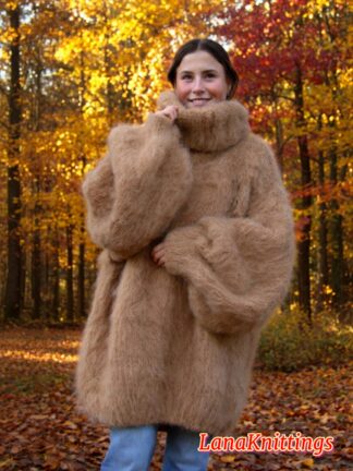 Camel Beige Mohair Sweater Thick Oversize Handmade Handknitted by Lanaknittings