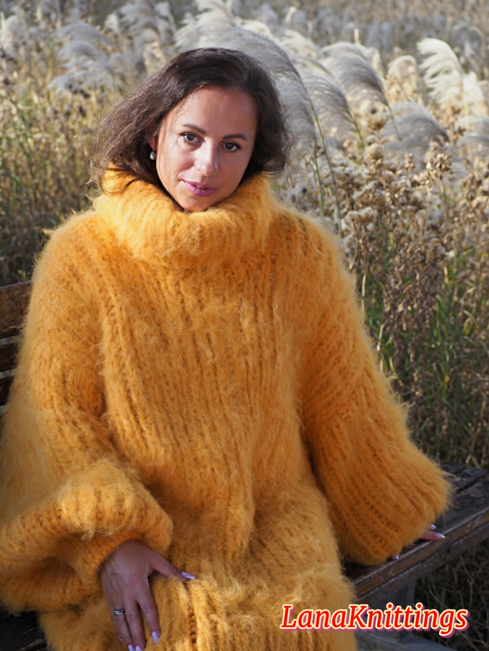 Off Orange Longhair Mohair Sweater Thick Handmade Handknitted by Lanaknittings - Image 7