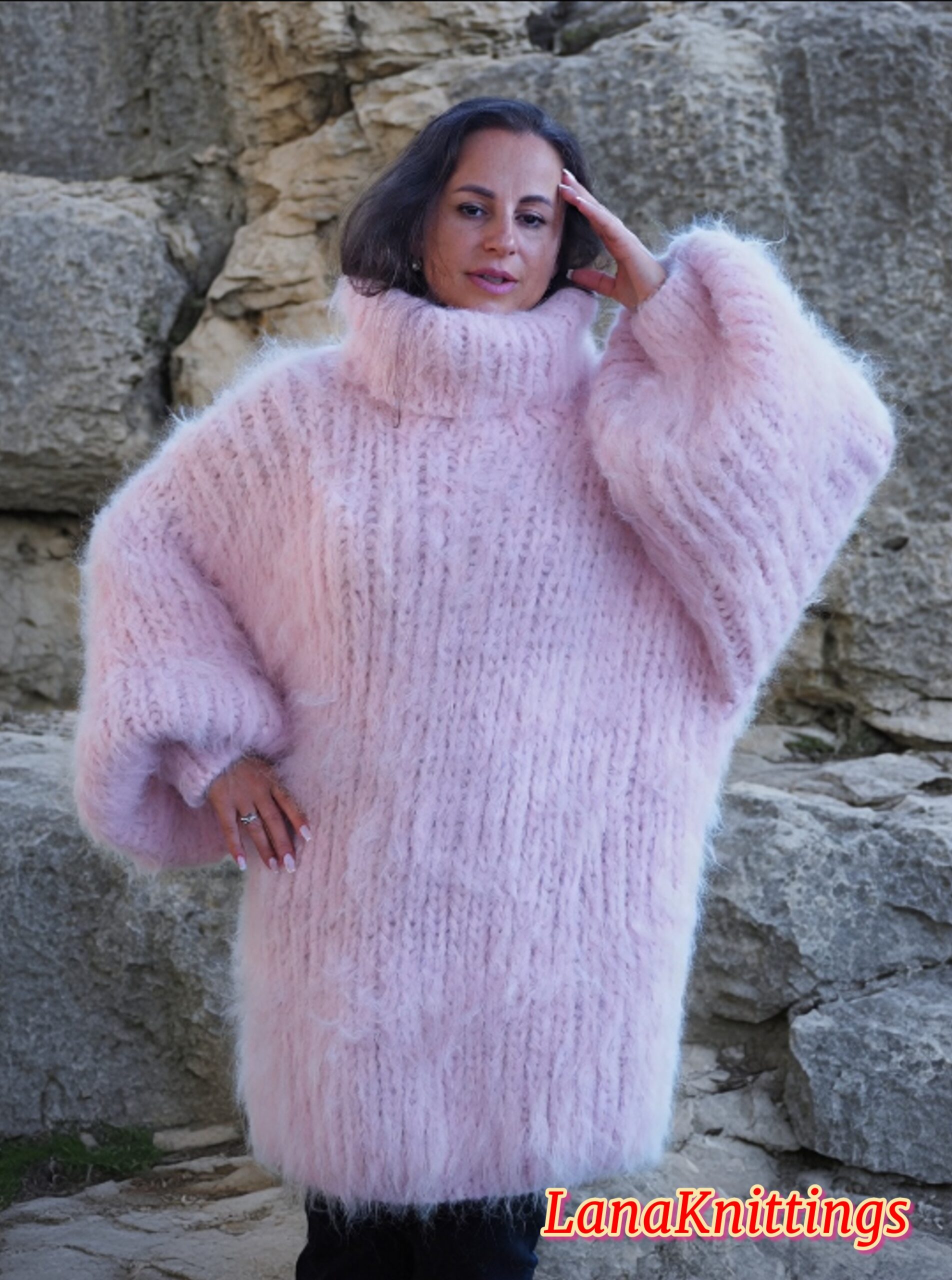 Light Purple Longhair Mohair Sweater Thick Handmade Handknitted by Lanaknittings - Image 4