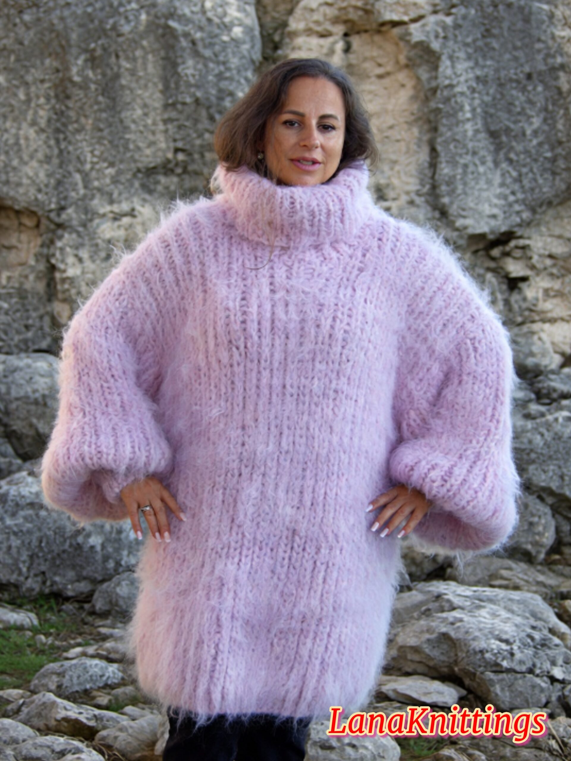 Light Purple Longhair Mohair Sweater Thick Handmade Handknitted by Lanaknittings - Image 8