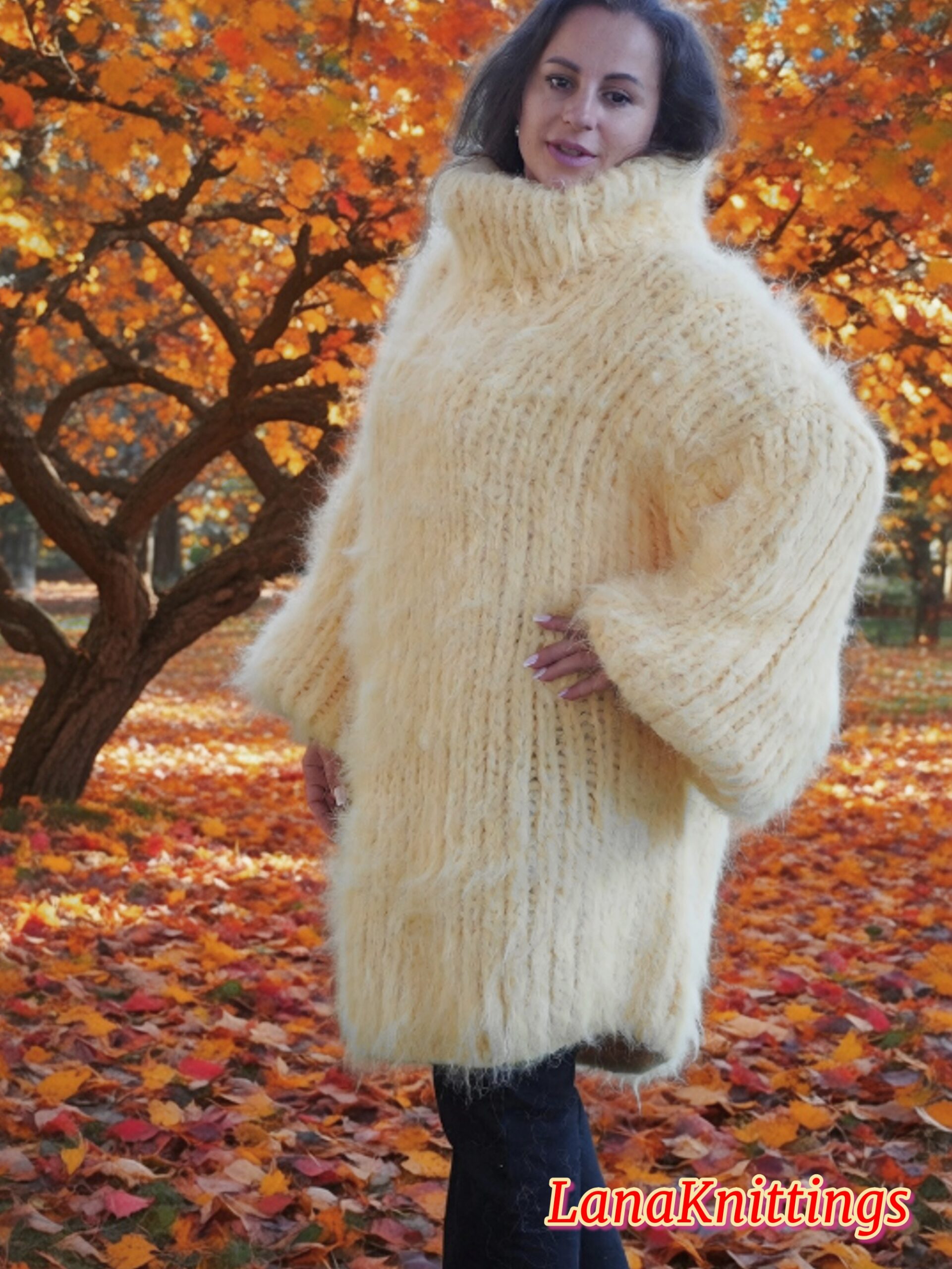 Ivory Longhair Mohair Sweater Thick Handmade Handknitted by Lanaknittings - Image 2