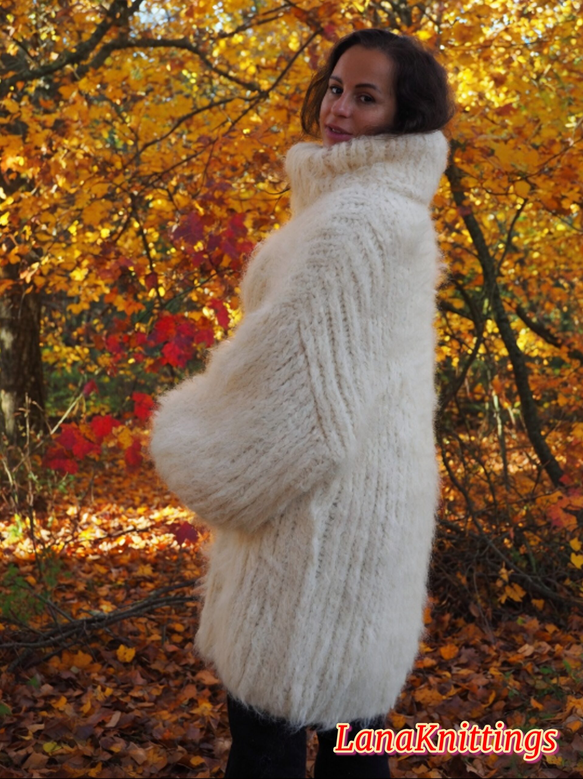Ivory Longhair Mohair Sweater Thick Handmade Handknitted by Lanaknittings - Image 7