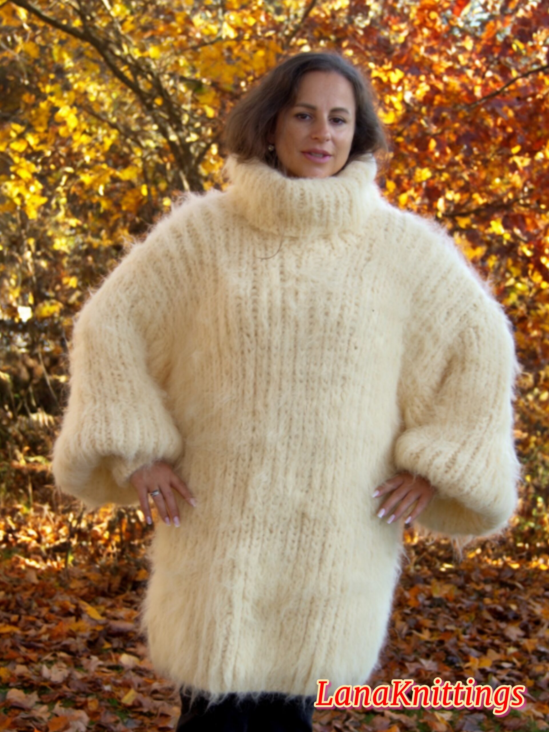 Ivory Longhair Mohair Sweater Thick Handmade Handknitted by Lanaknittings - Image 4
