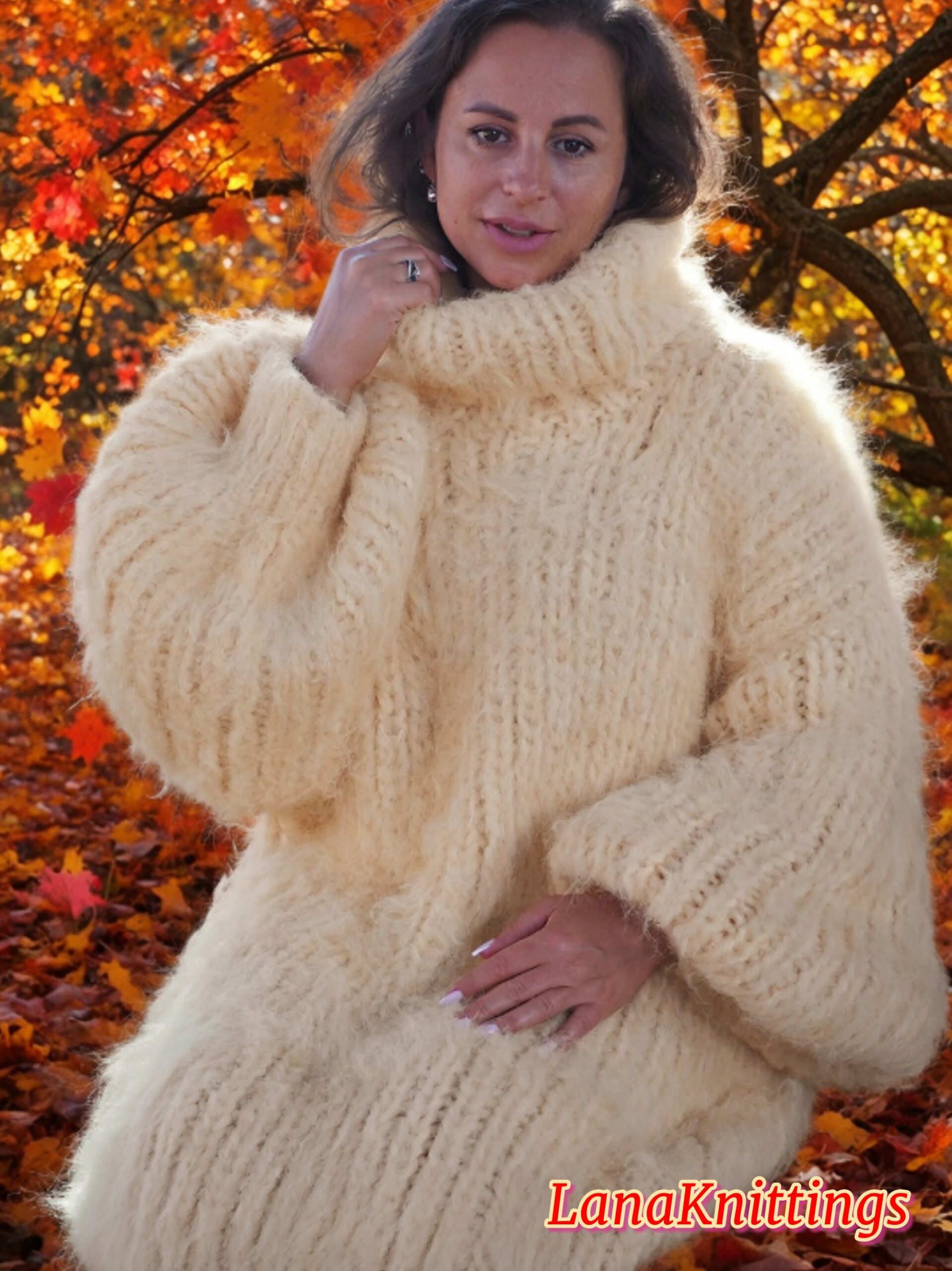 Ivory Longhair Mohair Sweater Thick Handmade Handknitted by Lanaknittings - Image 5
