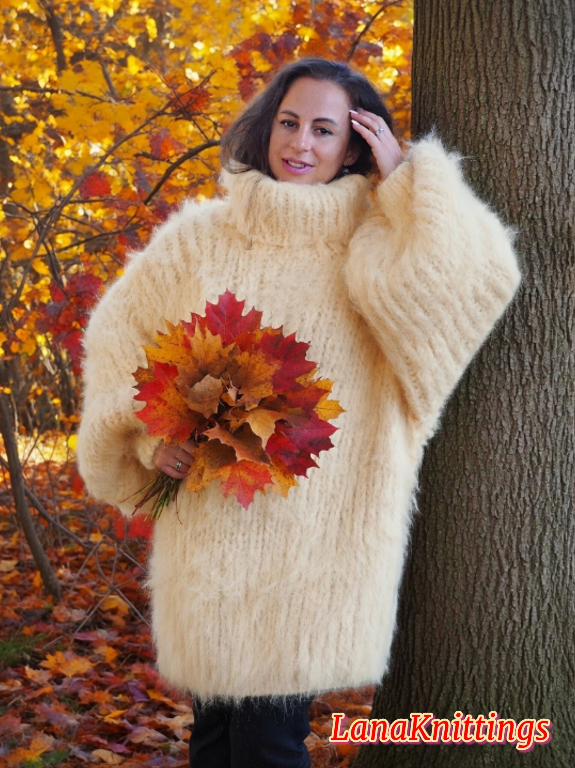 Ivory Longhair Mohair Sweater Thick Handmade Handknitted by Lanaknittings - Image 9