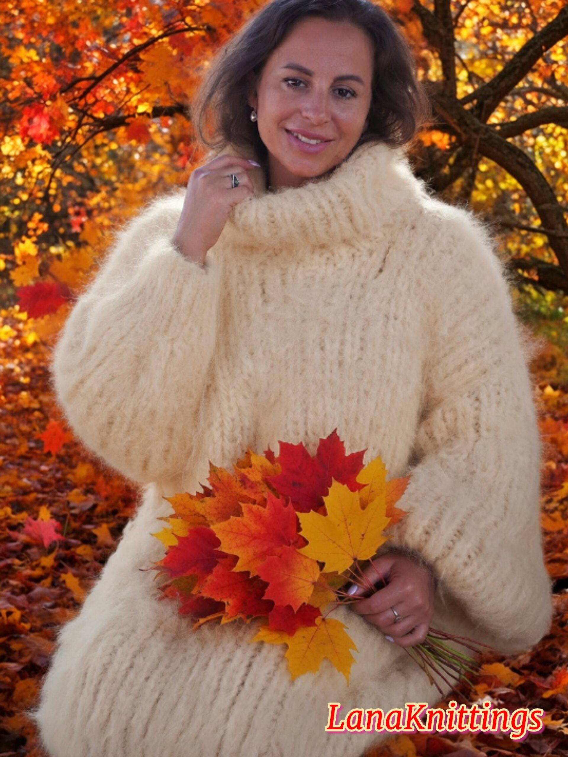 Ivory Longhair Mohair Sweater Thick Handmade Handknitted by Lanaknittings - Image 11