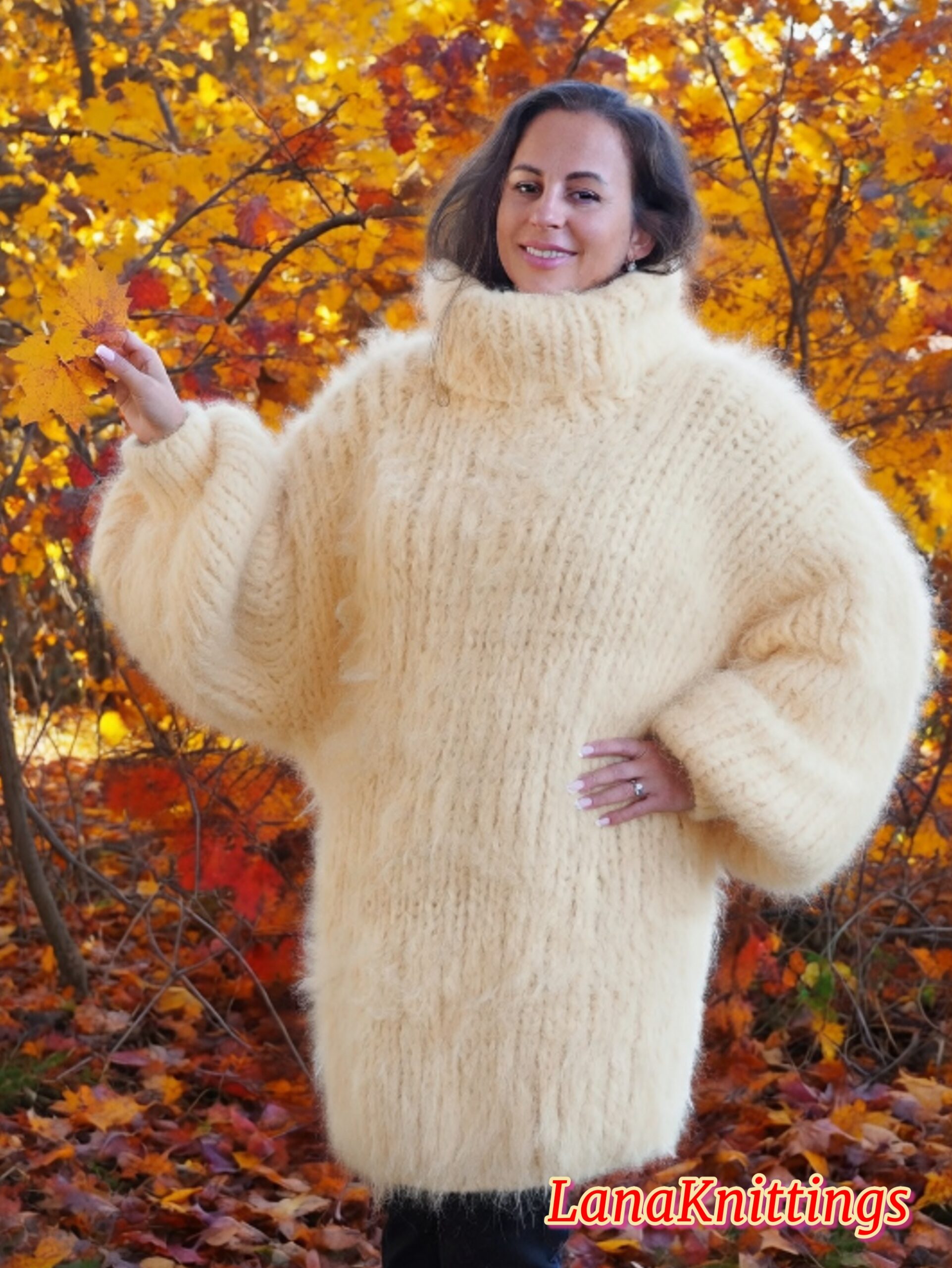 Ivory Longhair Mohair Sweater Thick Handmade Handknitted by Lanaknittings - Image 10