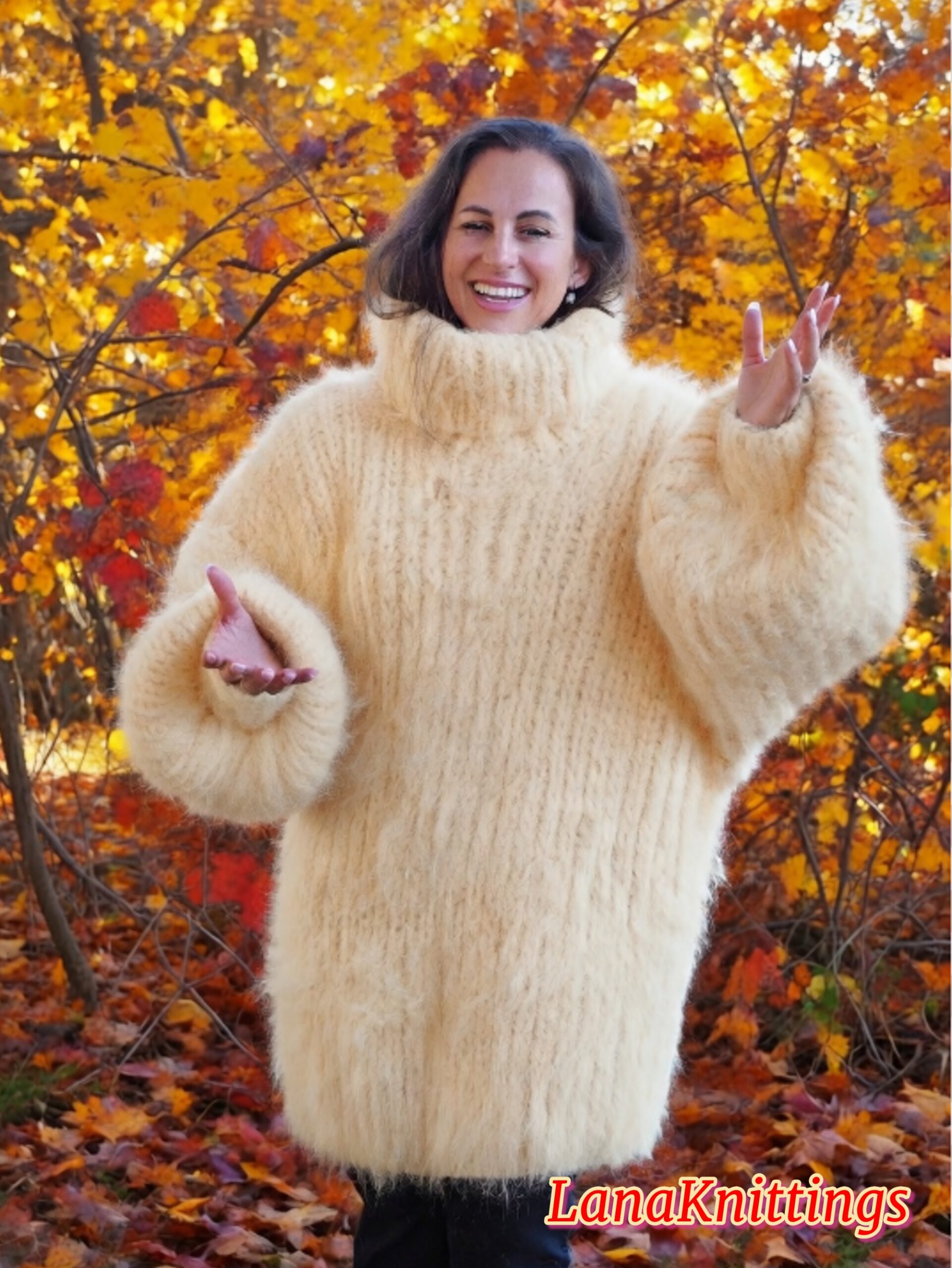 Ivory Longhair Mohair Sweater Thick Handmade Handknitted by Lanaknittings - Image 3