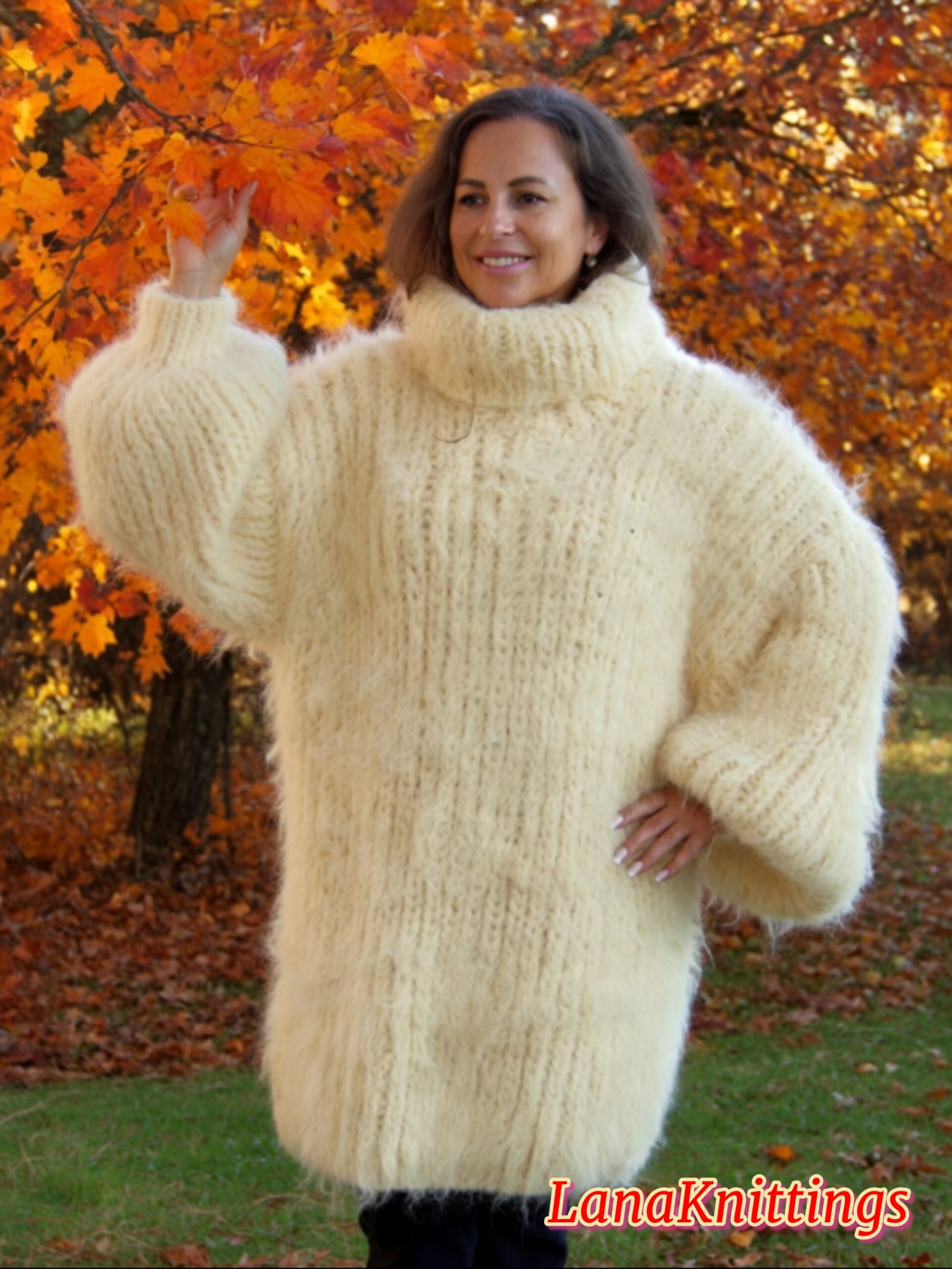 Ivory Longhair Mohair Sweater Thick Handmade Handknitted by Lanaknittings - Image 12