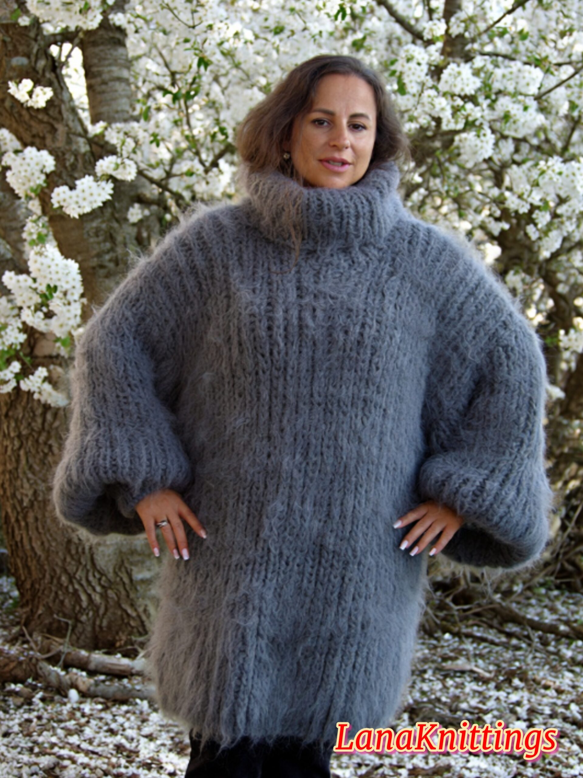 Gray Longhair Mohair Sweater Thick Handmade Handknitted by Lanaknittings - Image 7